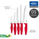 Jogo de Facas Brinox Cross em Aço Inox e Cabos em Polipropileno Vermelho - 5 Peças