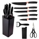 Jogo De Facas Churrasco Cozinha 8 Peças Aço Inox Cor Preto - Clink