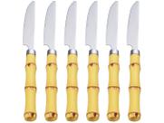Jogo de Facas com Cabo Plástico Bambu Natural de Inox 20cm 6 Peças - Lyor