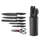 Jogo de Facas Completo para Cozinha com Suporte 7 Peças Cor:Cinza Jogo de Facas Completo para Cozinha com Suporte 7 Peças Cor:Cinza