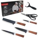 Jogo de Facas e Cutelo Rustico com Tesoura Descascador e Estojo Churrasco Cozinha