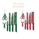 Jogo de Facas Natalinas Kit 6 Peças Culinárias Celebração Magia de Natal Tesoura Descascador Mesa Posta com Elegância Celebre com Charme Sortidos