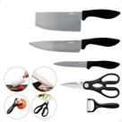 Jogo De Facas Profissionais Kit Com 5 Peças Para Chef De Cozinha E Churrasco Aço Inoxidável Gourmet