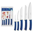 Jogo de Facas Tramontina Felice Aço Inox e Polipropileno Azul 5 Peças Jogo de Facas Tramontina Felice Aço Inox e Polipropileno Azul 5 Peças