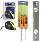 Jogo De Ferramentas Chave De Fenda E Philips Trena Métrica 5m E Nível De Alumínio 30cm Kit 4 Peças