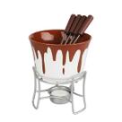 Jogo de Fondue Bruxelas 6 Peças em Cerâmica e Aço Inox Capacidade 400ml