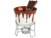 Jogo De Fondue De Porcelana Bruxelas Com 4 Garfos / Panela / Suporte Hauskraft 400ml