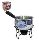 Jogo De Fondue Decorado De Inox Com 2 Garfos Panela 500ml - Casita