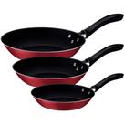Jogo de Frigideiras 3 Peças Tramontina Linz com Revestimento Interno Externo Antiaderente Starflon Max Vermelho