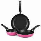 Jogo De Frigideiras Francesas 3 Peças 14 18 24cm Rosa Nacional