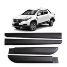 Jogo de Friso Lateral Strada Cabine Dupla 2021 4 Portas Preto Original