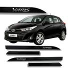 Jogo de Friso Yaris Hatch Sedan Alto Relevo Cromado Ponta Faca Cores Protetor de Porta