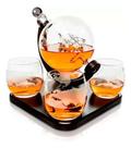 Jogo De Garrafa Com 4 Copos Decanter Globo Em Vidro 850ml - Mimo