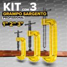 Jogo de Grampos Tipo C Sargento Profissional Ferro Resistente Marceneiro Carpintaria Reforçado