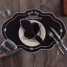 Jogo De Guardanapos Sousplat Americano 12 Peças Bordado Decorativo - Dia De Churrasco Preto - 100% Poliéster