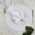 Jogo De Guardanapos Sousplat Americano 12 Peças Bordado Decorativo - Sparta Branco - 100% Poliéster