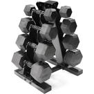 Jogo de Halteres CAP 45 kg Revestidos em Borracha Hexagonais com Suporte