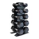 Jogo de Halteres CAP 68 kg em Borracha Hexagonal com Suporte Jogo de Halteres CAP 68 kg em Borracha Hexagonal com Suporte