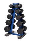 Jogo de Halteres CAP 68 kg Revestidos de Borracha Hexagonais com Suporte