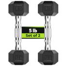 Jogo de Halteres Hexagonais HANDBODE em Borracha 2 x 2,5 kg Jogo de Halteres Hexagonais HANDBODE em Borracha 2 x 2,5 kg