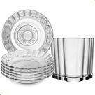 Jogo de Jantar 12 Peças de Vidro 6 Pratos 6 Copos Design Elegante com Alto Relevo Jogo de Jantar 12 Peças de Vidro 6 Pratos 6 Copos Design Elegante com Alto Relevo