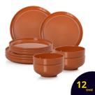 Jogo De Jantar 12 Peças Em Melamina 100% Areia Terracota Gou Jogo De Jantar 12 Peças Em Melamina 100% Areia Terracota Gou