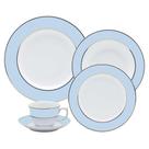Jogo de Jantar Chá 30 Peças Porcelana Oxford Flamingo Classic Azul: Ouro