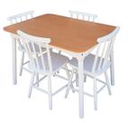 Jogo De Jantar Colonial Brisa Mesa 110x80cm 04 Cadeiras Mel, Rustico TOP