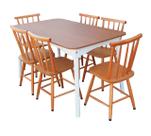 Jogo de Jantar Colonial Brisa Mesa 137X80 cm + 06 Cadeiras Mel ( TAMPO MEL ) BASE BRANCA