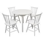 Jogo de Jantar Colonial Brisa Mesa 90 cm + 04 Cadeiras Branco Rustico - Madeira