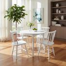Jogo de Jantar Colonial Brisa Mesa 90 cm + 04 Cadeiras Branco Rustico - Madeira