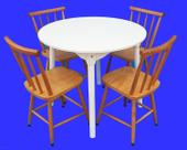 Jogo de Jantar Colonial Brisa Mesa Branca 90 cm + 04 Cadeiras Mel Rustico