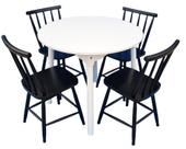 Jogo de Jantar Colonial Brisa Mesa Branca 90 cm + 04 Cadeiras Preta Rustico Jogo de Jantar Colonial Brisa Mesa Branca 90 cm + 04 Cadeiras Preta Rustico