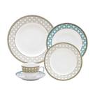 Jogo de Jantar e Chá Oxford Flamingo Palhinha Brasileira 30 Peças Porcelana