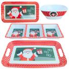 Jogo de Jantar / Entradas Natalino 12 Peças Papai Noel Ho Ho Ho Melamina (Produto Sintético)
