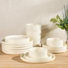 Jogo de jantar TheTerra 18 peças em porcelana bege, próprio para forno Jogo de jantar TheTerra 18 peças em porcelana bege, próprio para forno