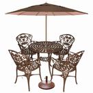 Jogo de Jardim com Mesa e 4 Cadeiras Viena Malbec em Alumínio com Guarda Sol e Base