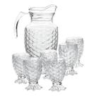 Jogo De Jarra Bonjour 1,8 Litros Com 6 Copos 250ml De Vidro Incolor Conjunto De Jarra Com Tampa E 6 Copos De Vidro Transparente Em Casa Tem
