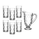 Jogo de jarra e 6 copos de vidro vitral verre mimo style