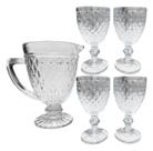 Jogo de jarra e tacas bico de abacaxi c/ 5 pcs 1,2l + 250ml