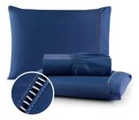 Jogo de Lençol 03 Peças 400 Fios Cama King Micropercal Ponto Palito
