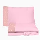 Jogo de Lençol 3 Peças Solteiro 78cm Cama Auxiliar Corações Brilha Malha Rosa 100% Algodão Arrumadinho Enxovais