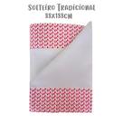 Jogo de Lençol 3 Peças Solteiro 88cm Malha Folhas Rosa Malha Branca Arrumadinho Enxovais