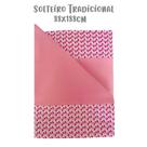 Jogo de Lençol 3 Peças Solteiro 88cm Malha Folhas Rosa Malha Rosa Arrumadinho Enxovais