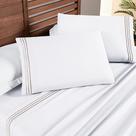 Jogo de Lençol Aria Casal 4 Peças MicroPercal 200 Fios Suave Detalhe Bordado - Branco Neve Taupe - 100% Poliéster