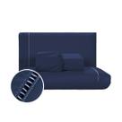 Jogo de lençol Cama Casal 3 peças 200 fios Ponto Palito Azul Marinho