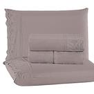 Jogo De Lençol Cama Casal Padrão Bordado Inglês 04 peças Percal 400 Fios Elegance