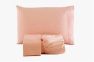 Jogo de Lençol Cama Casal Padrão Box 3 Peças Liso com Elástico em toda volta - 1,88m x 1,38m x 20cm