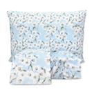 Jogo de Lençol Casal Padrão Elástico Estampado Floral Azul Algodão 3 Peças