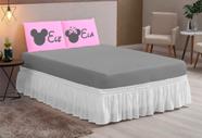 Jogo de lençol casal queen 3 peças com elastico estampado ele ela mickey basico
